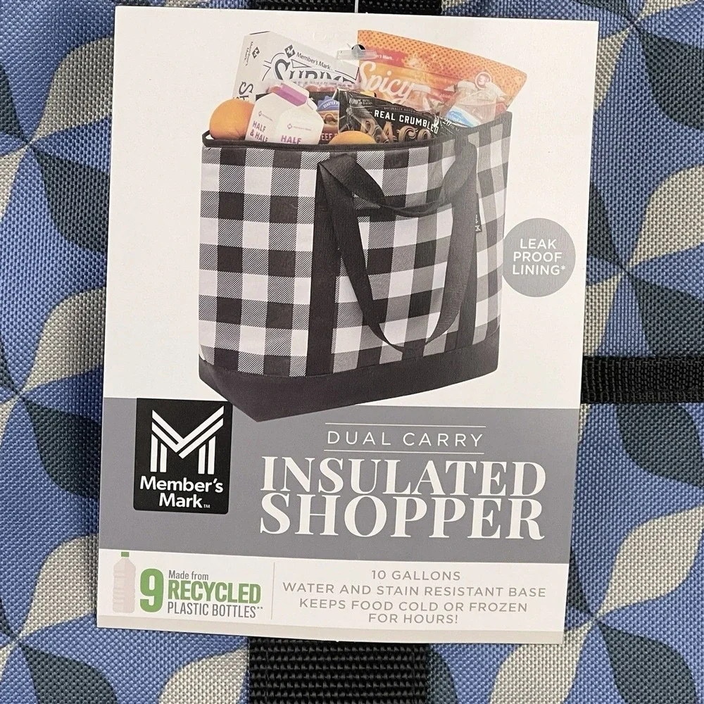 Member's‎ Mark Dual Carry Insulated Shopper Bag 10 Gallon Leak Proof Blue Gray